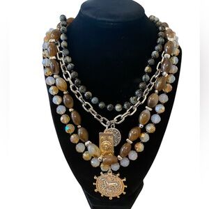 Elegant Zara Multi-Layered Beaded Necklace